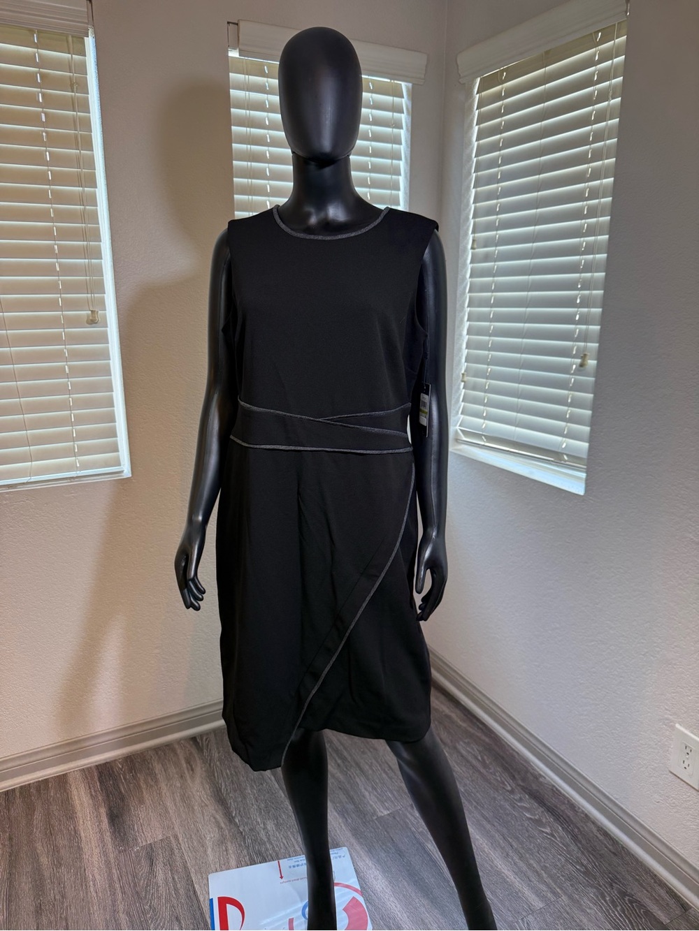 Tommy Hilfiger Black Sleeveless Layered Trim Mini Dress